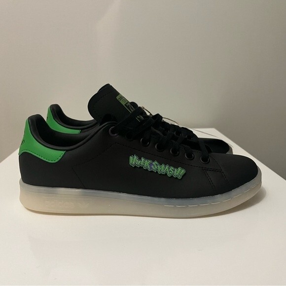 adidas Stan Smith Marvel Hulk Smash Black/Green Kids Size 6 NWT - Picture 4 of 14